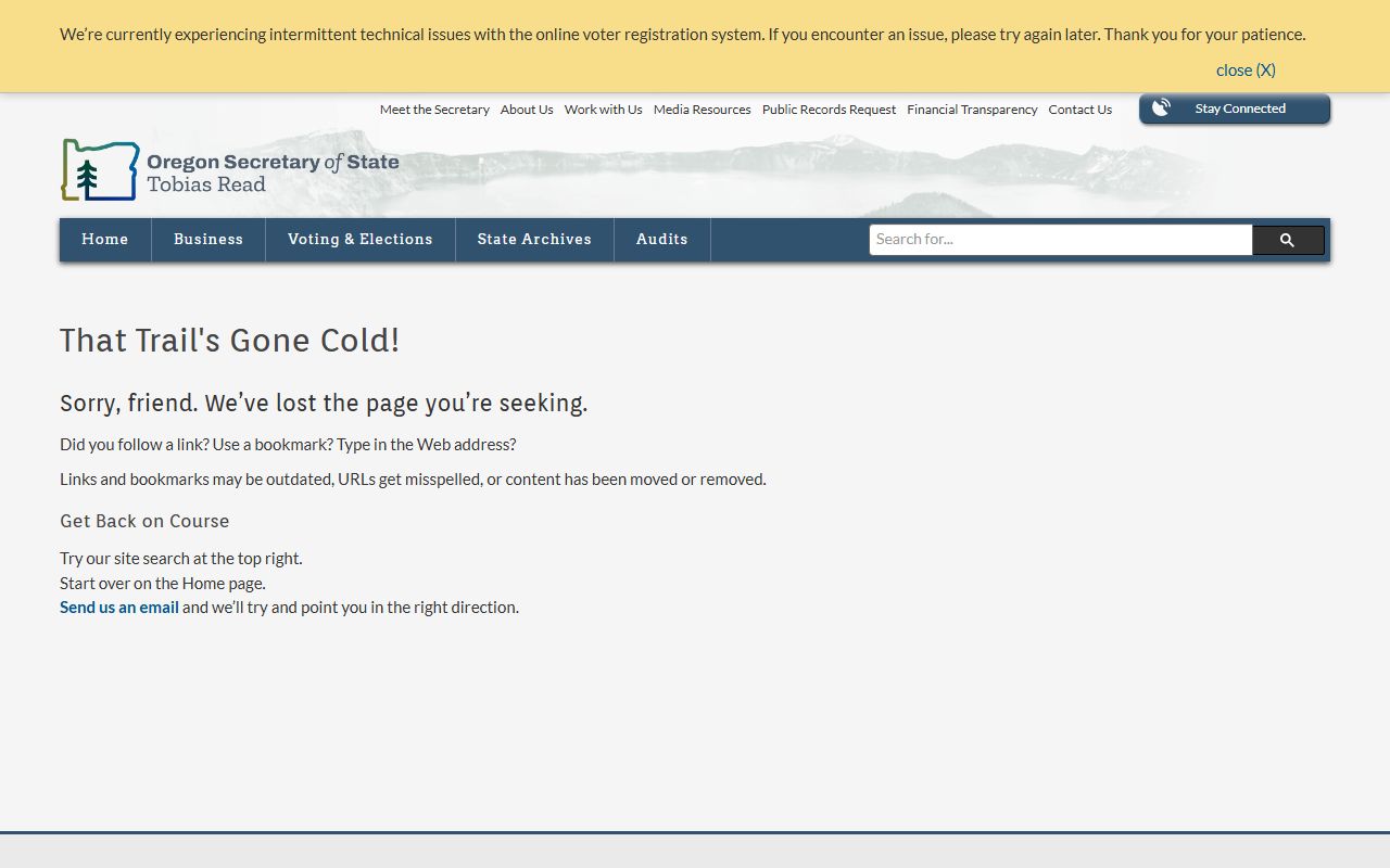 Oregon State Archives marriage records search page